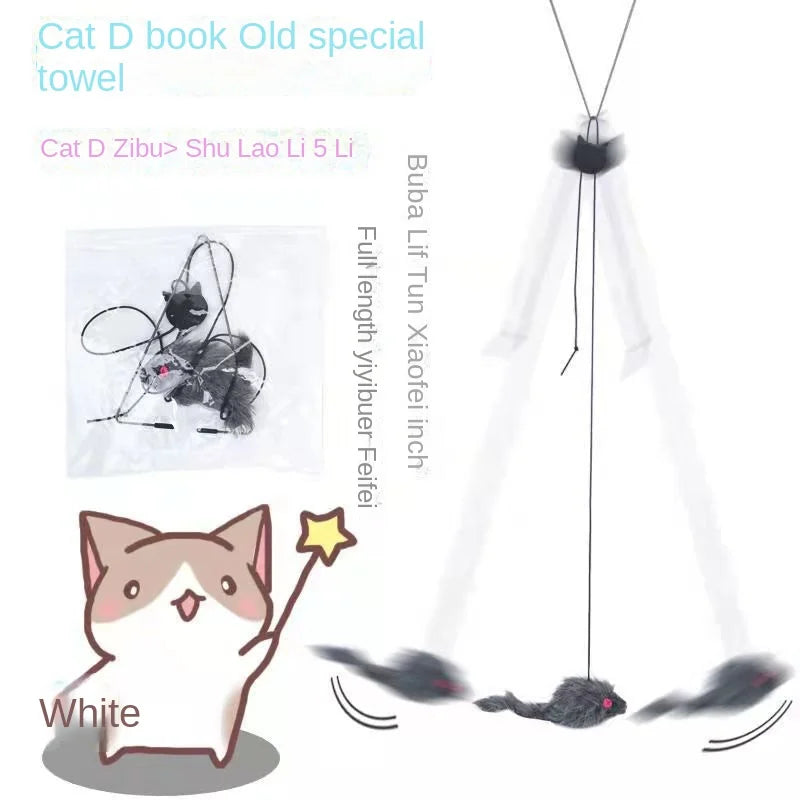Cat Mouse Toy Interactive Cat Toy Hanging Door Retractable Toy Cat Scratch Rope Funny Cats Feather Stick Pet Products