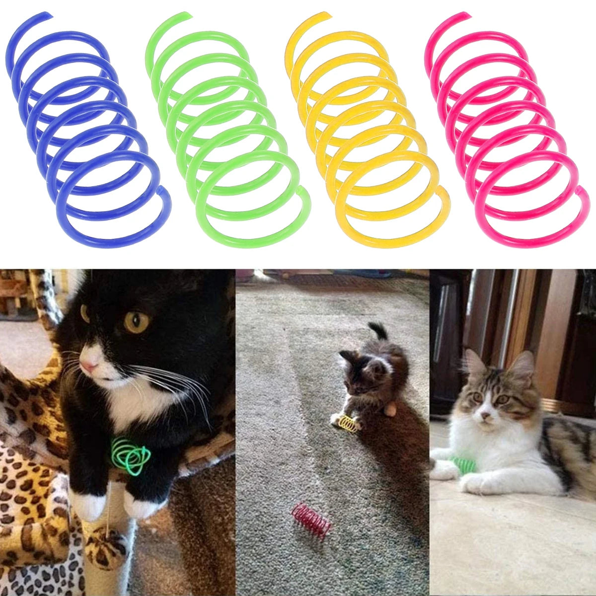 80pcs Cat Spring ToysColorful Cat Coil Toy Durable Plastic Spiral Spring Cat Toy Interactive Cat Toy Creative Cat Activity Toy