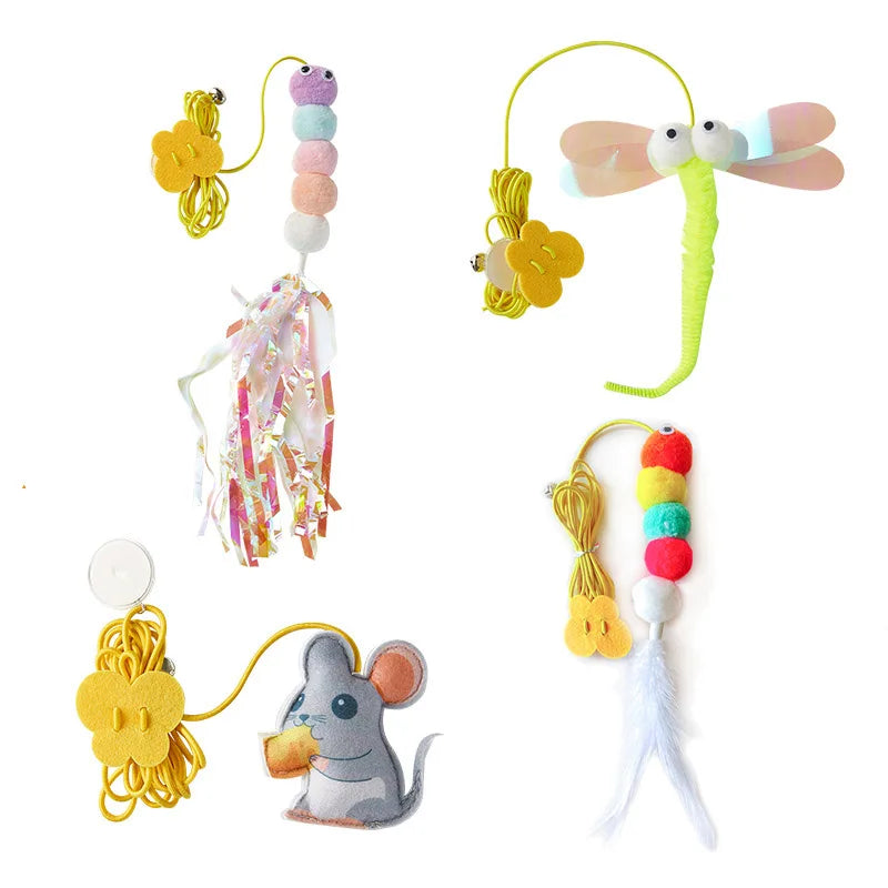 Pet Cat Toys Elasticity Retractable Hanging Door Type Interactive Toy For Kitten Mouse Catnip Scratch Rope Toy Pet Supplies