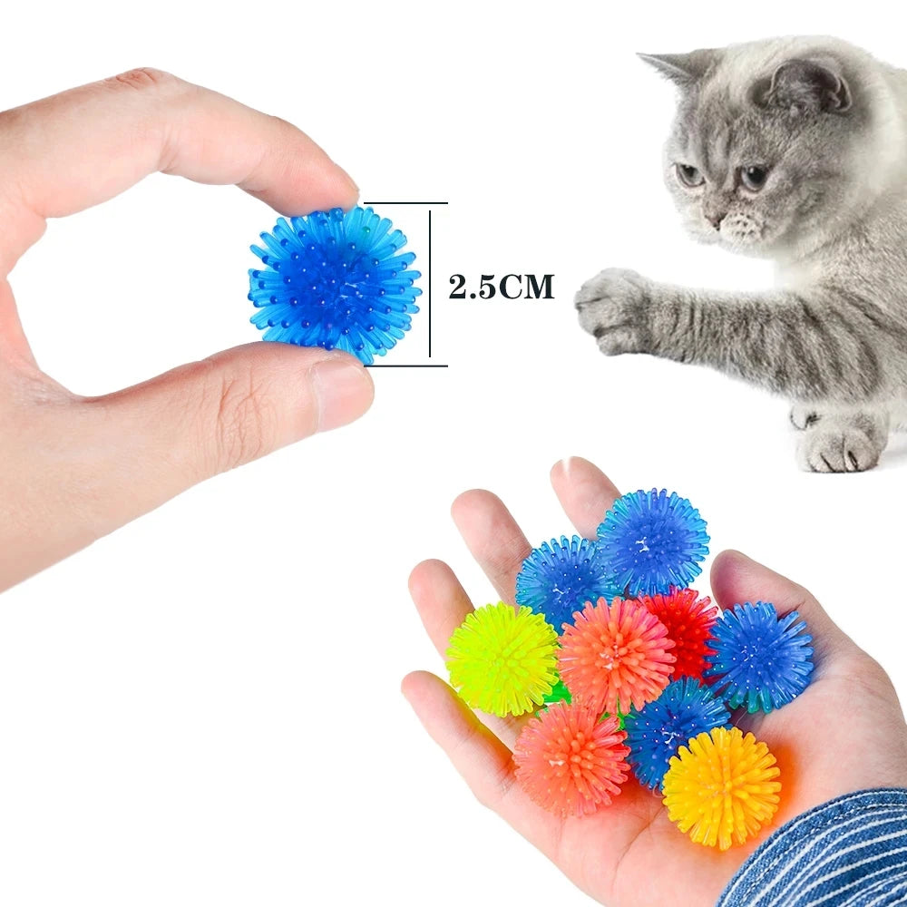 10/5pcs Pet Products Cute and Funny Cat Toy Bouncy Ball Toy Ball Creative Colorful Interactive Cat Soft Tip Chew Toy