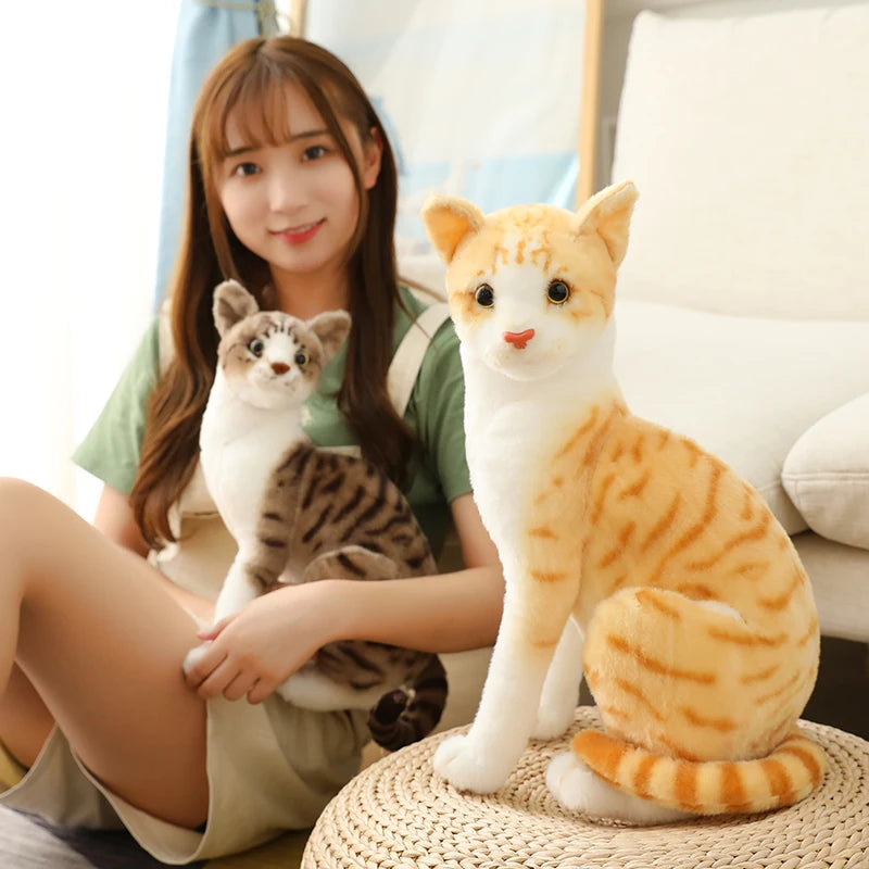 Stuffed Siamese Cat Animals Lifelike Plushie Doll Cute Kitten Plush Toy Soft Simulation American Shorthair Cat Peluche Kids Gift