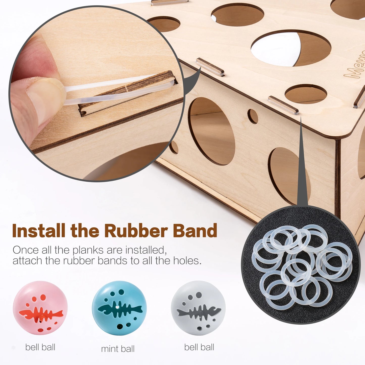 Mewoofun Funny Cat Triangle Teasing Box Puzzle Easy to Assemb Eco-friendly with Three Balls Multifunctional Interactive Pet Toy