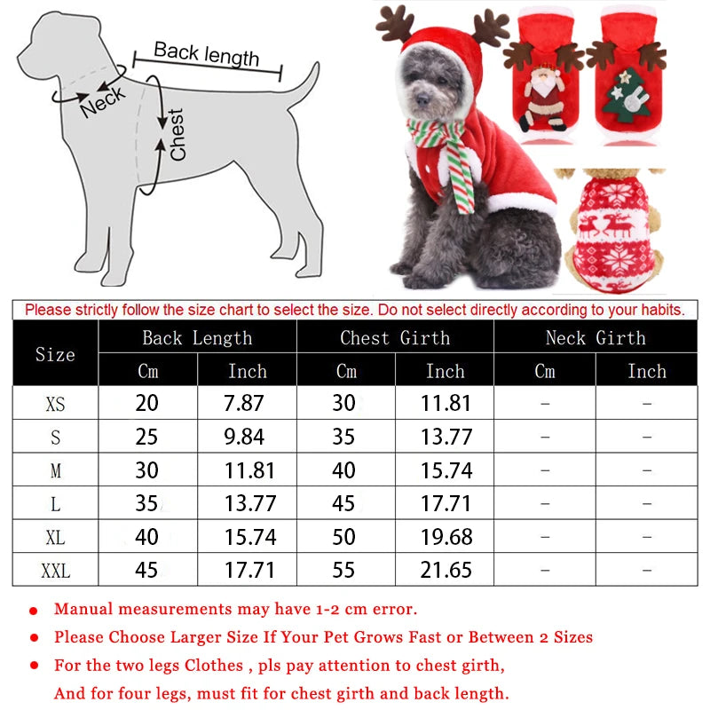 Dog Christmas Clothes Autumn Winte Soft Flanne New Year Pet Clothes for Small Medium Dogs Chihuahua Costume Christmas Dog Coats