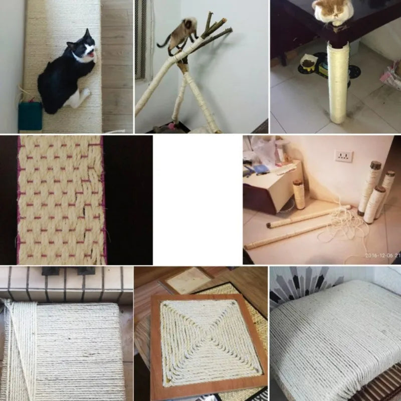5M Sisal Rope For Cats Scratching Post Toy Making DIY Cat Scratch Board For Cat To Exercise Claw Desk Chair Legs Binding Rope