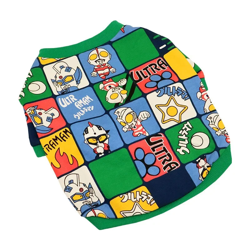 Cartoon Printed Dog Sweater Pet Apparel Spring Autumn Dog Clothes Bulldog Short Fat Dog Outfits French Bulldog Clothes