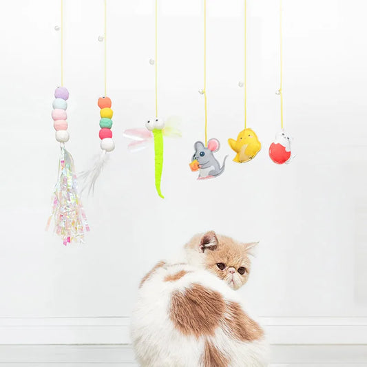 Pet Cat Toys Elasticity Retractable Hanging Door Type Interactive Toy For Kitten Mouse  Catnip Scratch Rope Toy Pet Supplies
