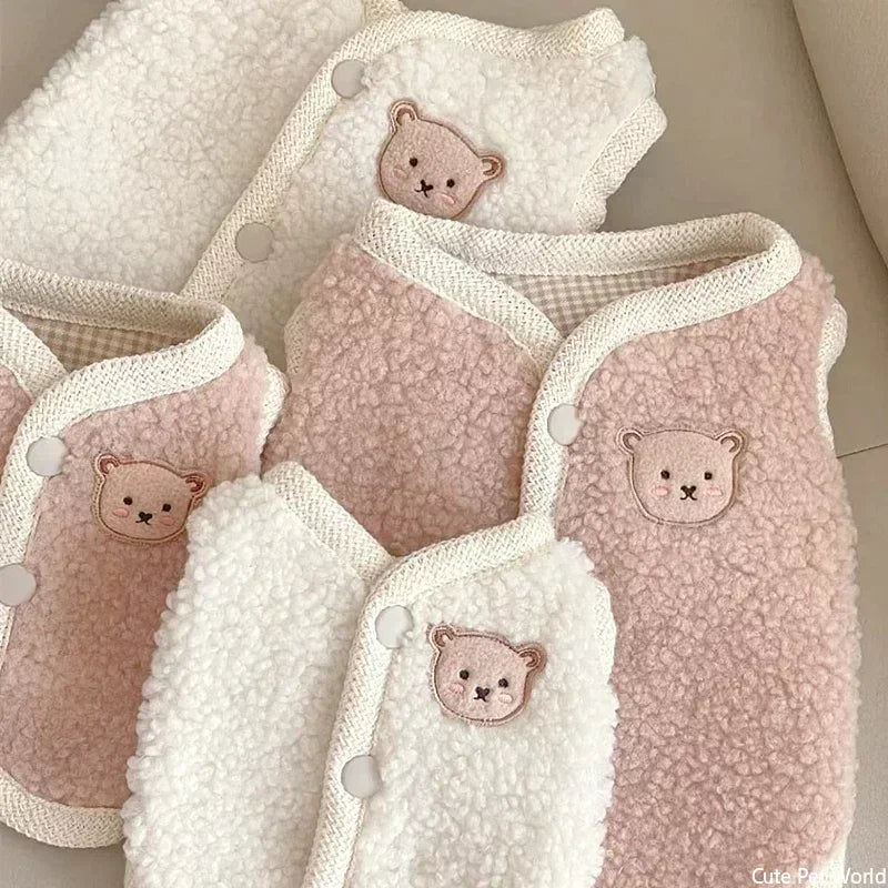 INS Winter Warm Dogs Clothes Vest Cute Puppy Sweater Thickened Clothing for Small Medium Dogs Jacket French Bulldog Apparel 강아지옷