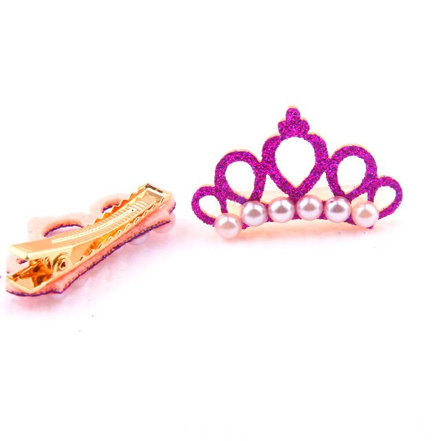 Small Dogs Cat Faux Pearl Crown Shape Bows Pet Hair Clips Head Decoration for Pets Puppy Hairpins Decor Grooming Accessoires