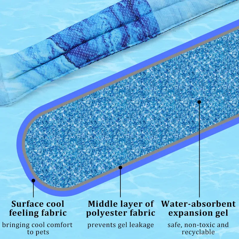 Summer Pet Cooling Ice Scarf Cool Ice Towel Heatstroke Dogs Cats Ice Scarf Collar Adjustable Cooling Cat Collar Bib Dog Supplies