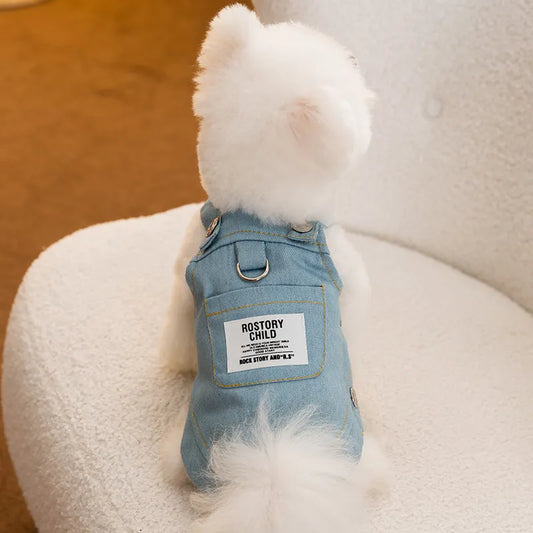 Winter Dog Clothes Jackets Pet Dog Strap Denim Skirt Vest For Small Dog Can Pull Two Feet Pet Dog Clothing Designer Dog Costume