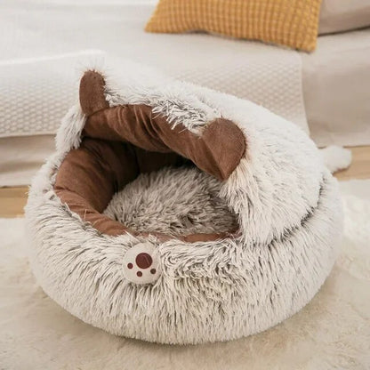 Winter New Long Plush Pet Cat Bed Round Cat Cushion Cat House Warm Cat Basket Cat Sleep Bag Cat Nest Kennel For Small Dog Cat