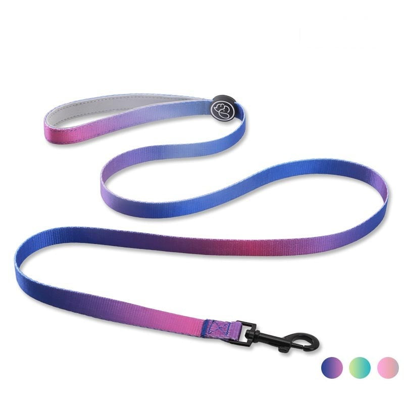 Soft Pull Pet Dog Leash Nylon Pink Purple Thick Leash