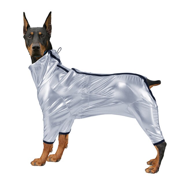 Waterproof Dog Jumpsuit for Girl or Boy Dogs Warm Spring Pet Clothes for Medium Big Breed Closed Belly Silver Space Dog Costume