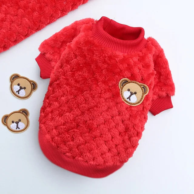 2023 New Warm Fleece Pet Clothes Cute Print Coat Small Medium Dog Cat Shirt Jacket Teddy French Bulldog Chihuahua Winter Outfit