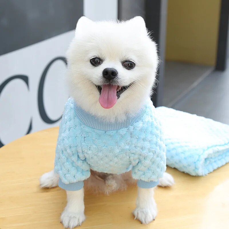 2023 New Warm Fleece Pet Clothes Cute Print Coat Small Medium Dog Cat Shirt Jacket Teddy French Bulldog Chihuahua Winter Outfit