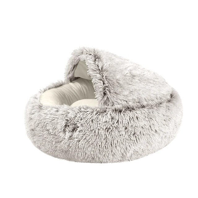 28-50cm Winter long Soft Plush Round Cat Bed Pet Mattress Warm Comfortable Basket Cat Dog 2 In 1 Sleeping Bag Nest For Dogs Cats