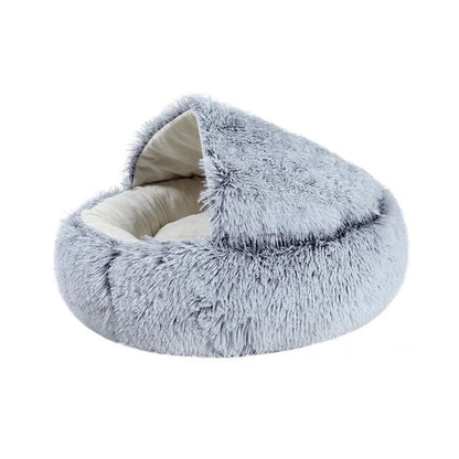 28-50cm Winter long Soft Plush Round Cat Bed Pet Mattress Warm Comfortable Basket Cat Dog 2 In 1 Sleeping Bag Nest For Dogs Cats