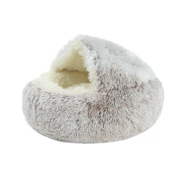 28-50cm Winter long Soft Plush Round Cat Bed Pet Mattress Warm Comfortable Basket Cat Dog 2 In 1 Sleeping Bag Nest For Dogs Cats