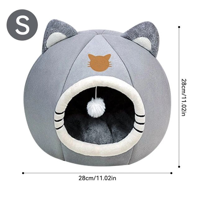 28-50cm Winter long Soft Plush Round Cat Bed Pet Mattress Warm Comfortable Basket Cat Dog 2 In 1 Sleeping Bag Nest For Dogs Cats