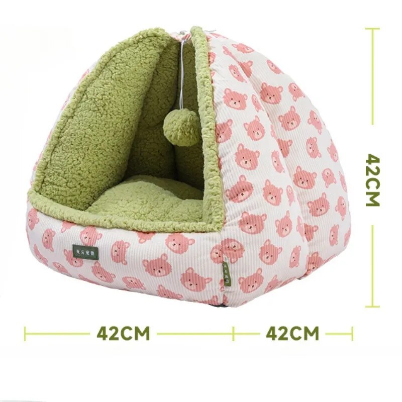 Cartoon Pet Beds for Cat Winter House Thicken Warm Dog Beds for Small Dogs Comfortable Cat Tent Dog Nest Puppy Sleep Cushion