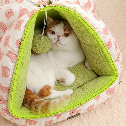 Cartoon Pet Beds for Cat Winter House Thicken Warm Dog Beds for Small Dogs Comfortable Cat Tent Dog Nest Puppy Sleep Cushion