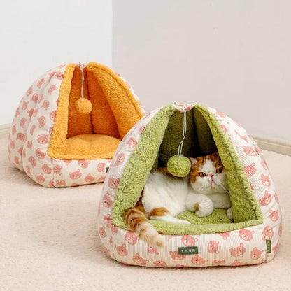 Cartoon Pet Beds for Cat Winter House Thicken Warm Dog Beds for Small Dogs Comfortable Cat Tent Dog Nest Puppy Sleep Cushion