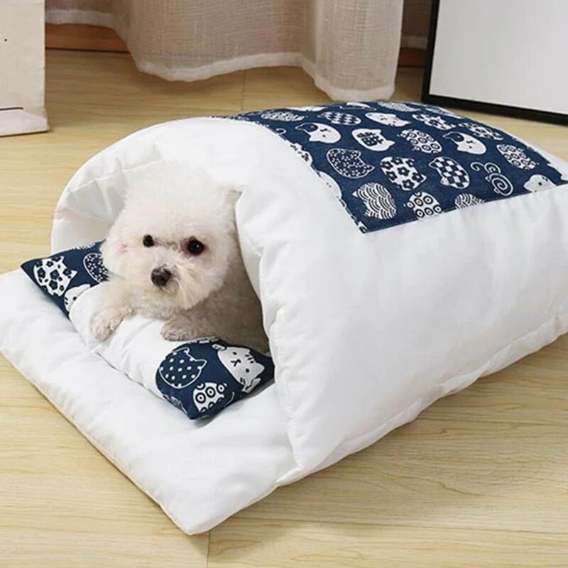 Cat Bed Winter Removable Warm Cat Sleeping Bag Deep Sleep Pet Dog Bed House Cats Nest Cushion with Pillow