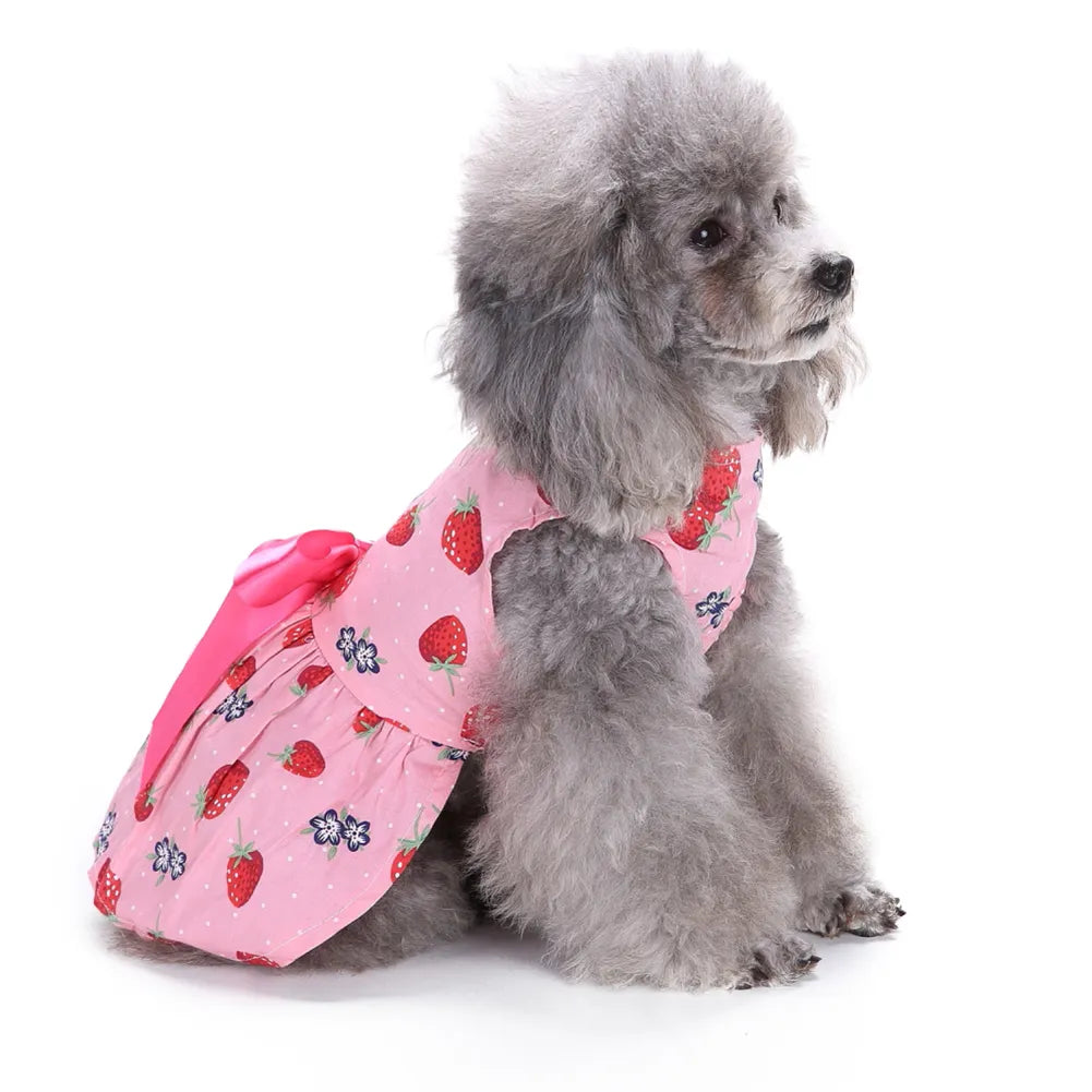 Cute Strawberry Pattern Dog Dress Dog