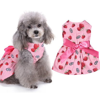 Cute Strawberry Pattern Dog Dress Dog