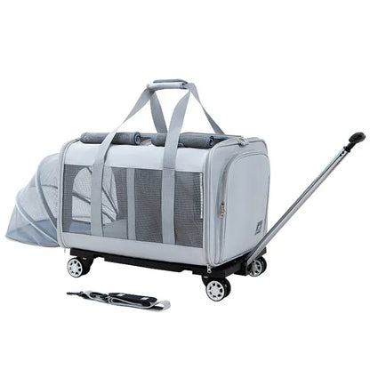 Detachable Pet Trolley Case Carrier Cats Dogs Bag Universal Large Expandable Cat Carrier with Wheels Double-layer Pet Carrier