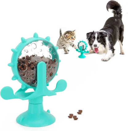 Dog Fun Windmill Turn Toy Leaky Food Ball Interactive Pet Toy Slow Food Feeder Training Practice Bowl Pet Play Feeding Ball