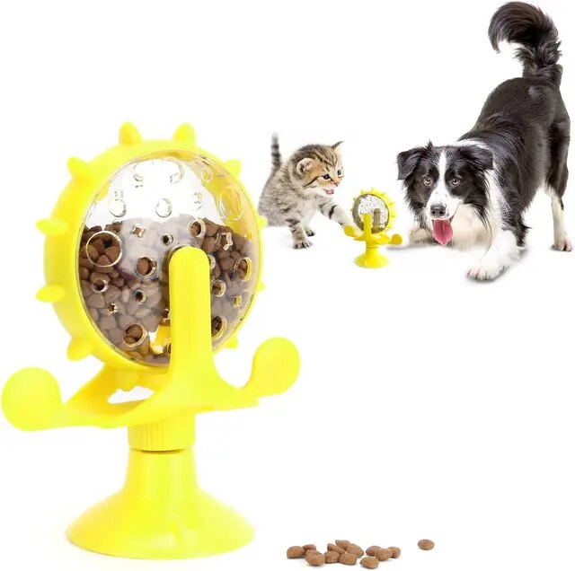 Dog Fun Windmill Turn Toy Leaky Food Ball Interactive Pet Toy Slow Food Feeder Training Practice Bowl Pet Play Feeding Ball