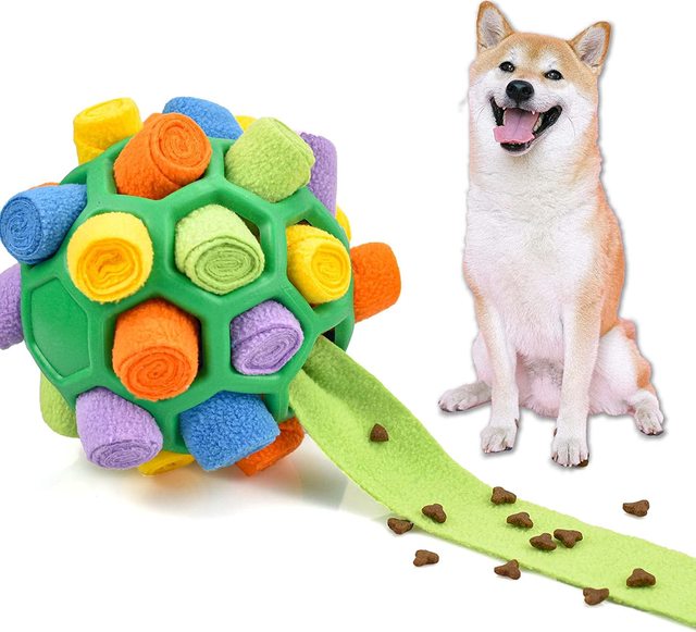 Dog Snuffle Ball Natural Foraging Snuffle Ball for Dogs Machine Washable Dog Sniffing Ball Puzzle Toys Interactive Dog Treat