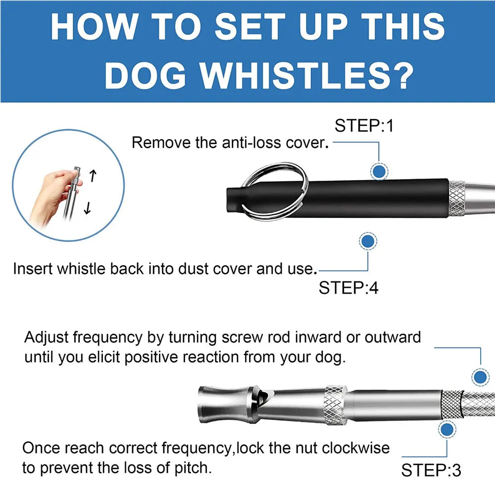 Dog Whistle Adjustable Pitch for Stop Barking Recall Training- Professional Dogs Training Whistles Tool for with Strap Lanyard