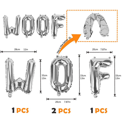 Foil Balloon Woof Letter Dog Birthday Balloon WOOF Letter Balloon Pet Product Birthday Party Animal Safari Party Decor Kids Toys