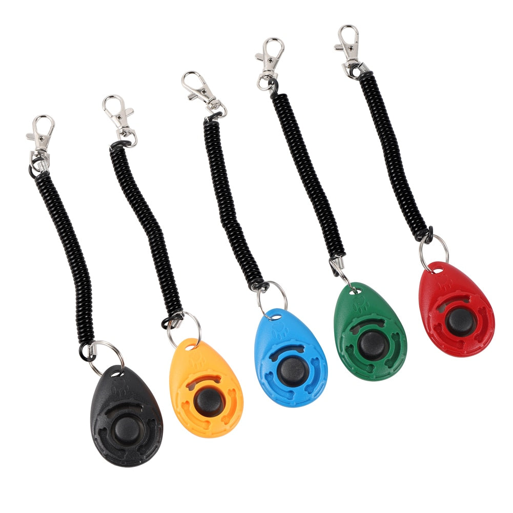 Dog Training Clicker Pet Cat Plastic New Dogs Click Trainer Aid Tools Adjustable Wrist Strap Sound Key Chain Dog Supplies