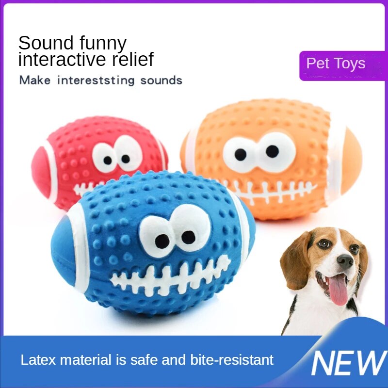 Interactive Ball for Dogs Soft Latex Squeaky Sound Rubber Rubgby Football Basketball Toys Cleaning Tooth Non-toxic Training Ball