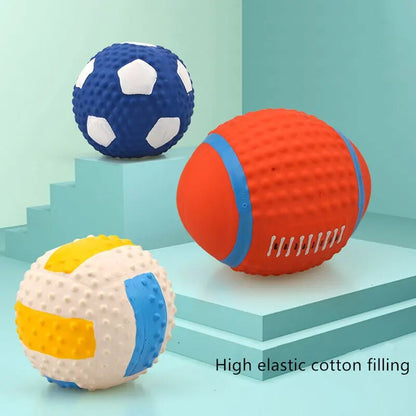 Interactive Ball for Dogs Soft Latex Squeaky Sound Rubber Rubgby Football Basketball Toys Cleaning Tooth Non-toxic Training Ball