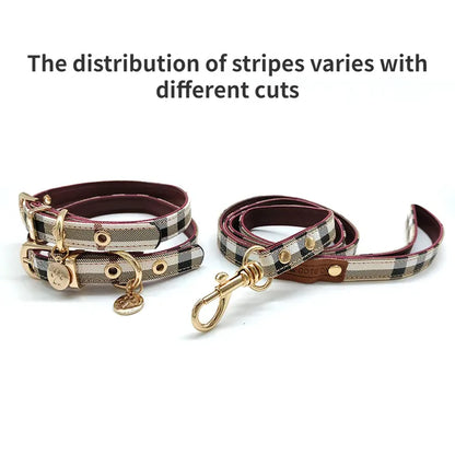 Pet Collar and Leash Set Leather Fashion Adjustable Collars for Dogs Pet Supplies Collars for Medium and Large Dogs Gift for Dog