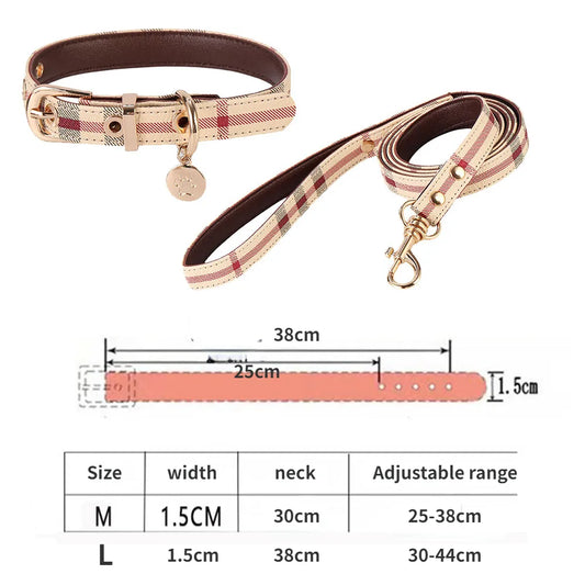 Pet Collar and Leash Set Leather Fashion Adjustable Collars for Dogs Pet Supplies Collars for Medium and Large Dogs Gift for Dog