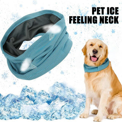 Summer Ice Dog Collar Reusable Physical Instant Cooling Bandana with Leash Hole Prevent Heat Stroke Outdoor Breathable Pet Scarf