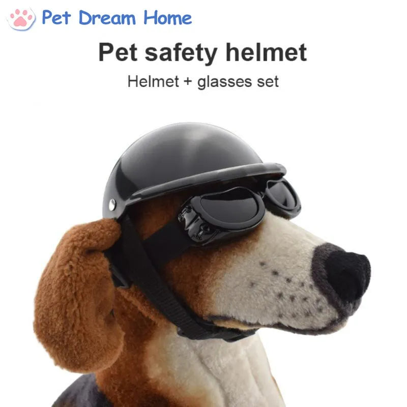 Pet Helmet Dog Sunglasses New Motorcycle Helmet With Sunglasses Dust Wind UV Protection Hat Dog Cat Head Protection Pet Supplies