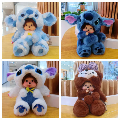 20CM Disney Seated Stitch Drag Plush Doll Monchhichi Plush Drag Two-Tone Thumper Cute Plush Ornament Lotso Kawaii Drag Kids Toys