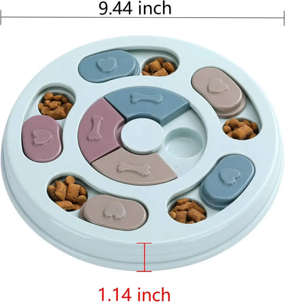 Dog Cat Puzzle Toys Slow Feeder Increase IQ Interactive Turntable Toy Food Dispenser Slowly Eating Bowl Pet Training Game