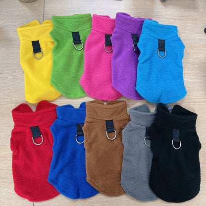 Warm Fleece Pet Clothes Solid Color Coat For Small Medium Dog Soft Cat Puppy Shirt Jacket Teddy Bulldog Chihuahua Winter Outfit