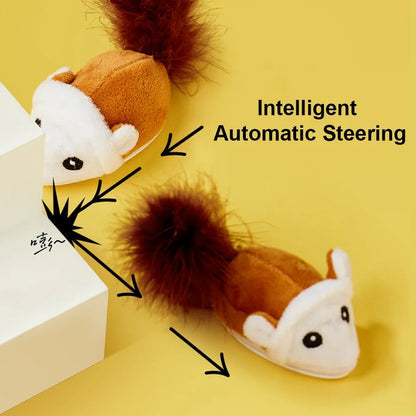 Smart Cat Toy Interactive Running Mouse Cat Teaser Feather Toys Electric Random Moving Simulation Mice Kitten Squeak Plush Toys