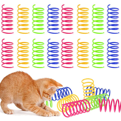 80pcs Cat Spring ToysColorful Cat Coil Toy Durable Plastic Spiral Spring Cat Toy Interactive Cat Toy Creative Cat Activity Toy