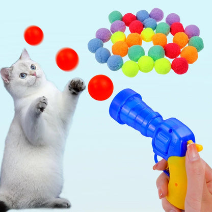 Interactive Launch Training Cat Toys Creative Kittens Mini Pompoms Games Stretch Plush Ball Toys Cat Supplies Pet Accessories