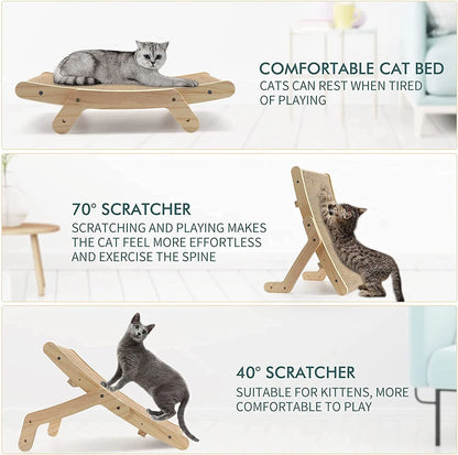 Wooden Cat Scratcher Cat Scratch Board Bed 5 In 1 Scratching Pad Pet Cat Toys Grinding Nail Scraper Mat Training Grinding Claw