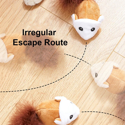 Smart Cat Toy Interactive Running Mouse Cat Teaser Feather Toys Electric Random Moving Simulation Mice Kitten Squeak Plush Toys